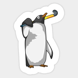 Penguin at Hockey with Hockey stick Sticker